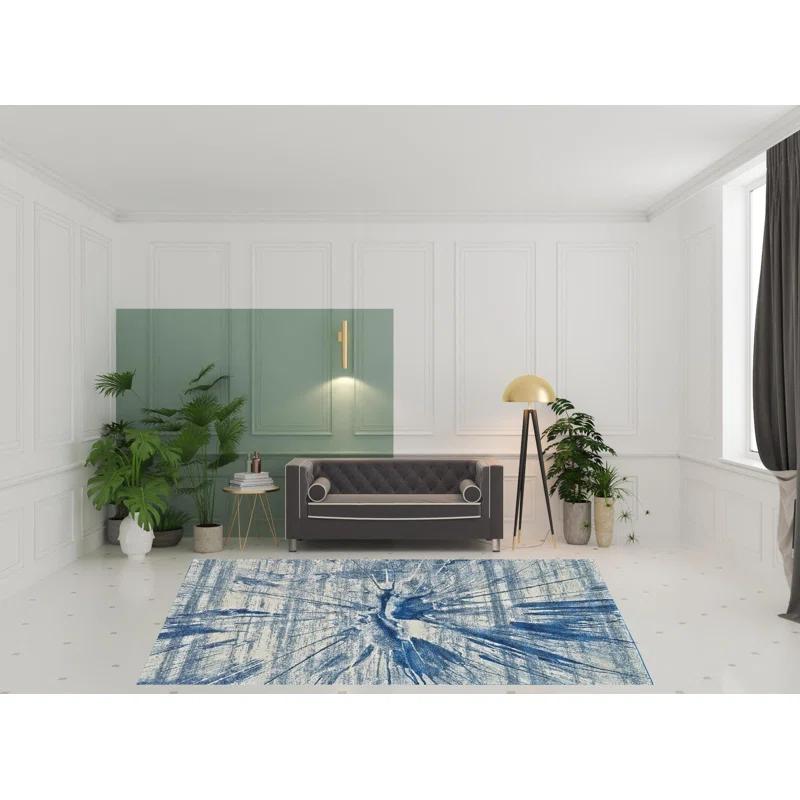 Wrought Studio™ Aveneil Abstract Cobalt Area Rug