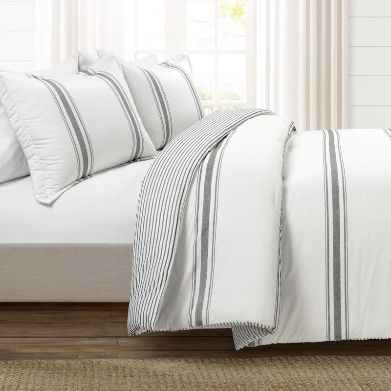 Lush Decor Dark Gray Cotton Reversible 3 Piece Comforter Set