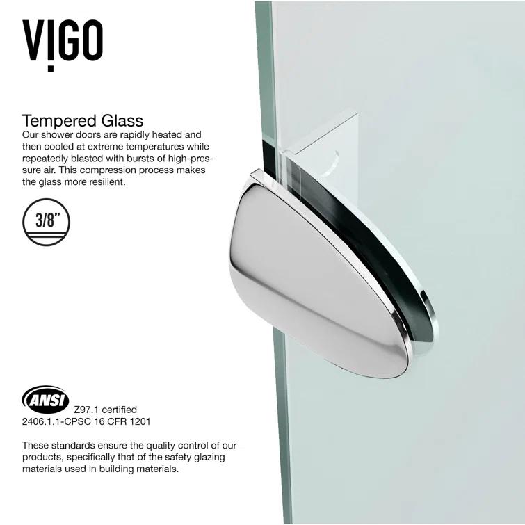 VIGO Verona 38" W x 38" D x 77" H Hinged Frameless Shower Enclosure with 3/8  Clear Glass&Base VG6061CHCL38WS