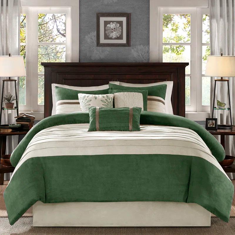 Madison Park Palmer 7 PC Pieced Faux Suede Comforter Set