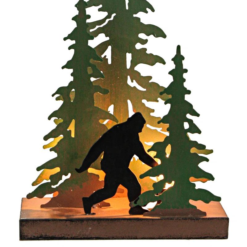 Millwood Pines Rustic Metal Rude Bigfoot In Forest Accent Lamp Decorative Sasquatch Home Decor