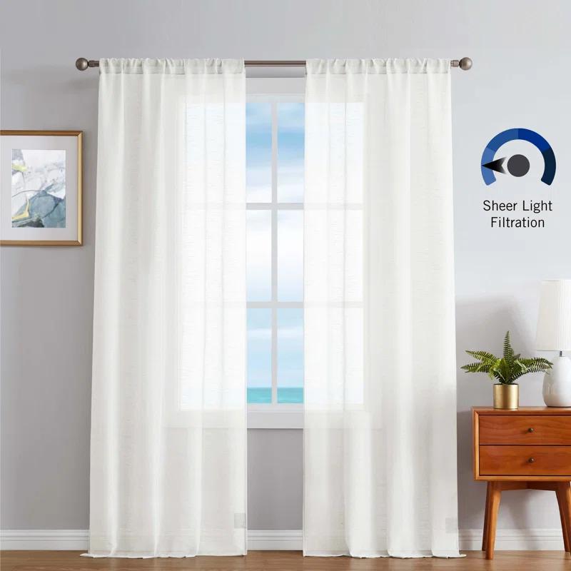 Nautica Nautica Synthetic Solid Color Sheer Rod Pocket Curtain Panels