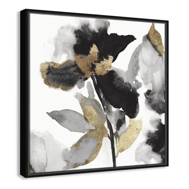 Casa Fine Arts Black Petals Gold Leaves II Print by Asia Jensen