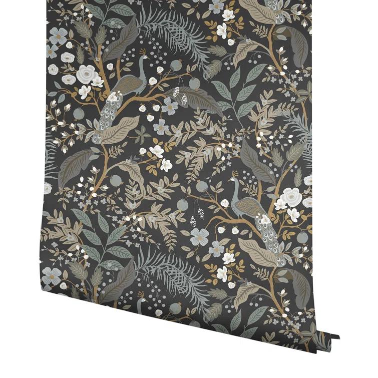 Rifle Paper Co. Peacock Garden Navy Peel and Stick Wallpaper