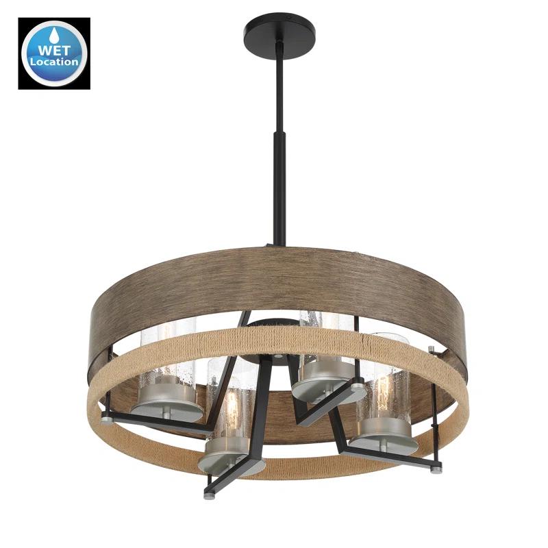Minka Lavery 4 - Light Dimmable Wagon Wheel Chandelier