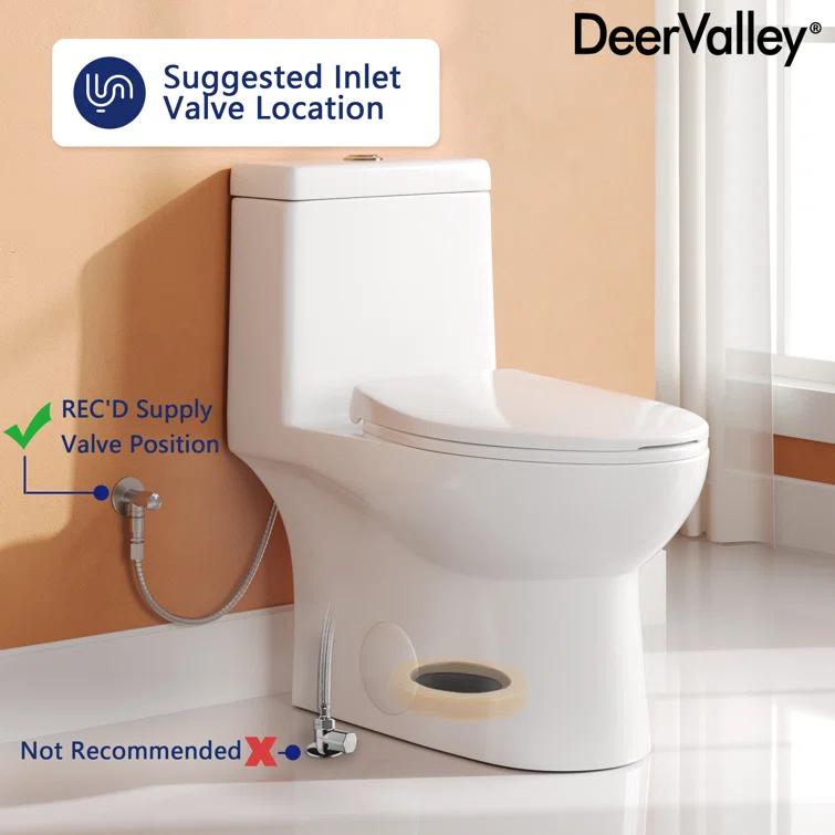 DeerValley Ally Dual-Flush Elongated One-Piece Toilet with Glazed Surface Modern Toilet with Comfort Seat Height  (Seat Included) DV-1F52816