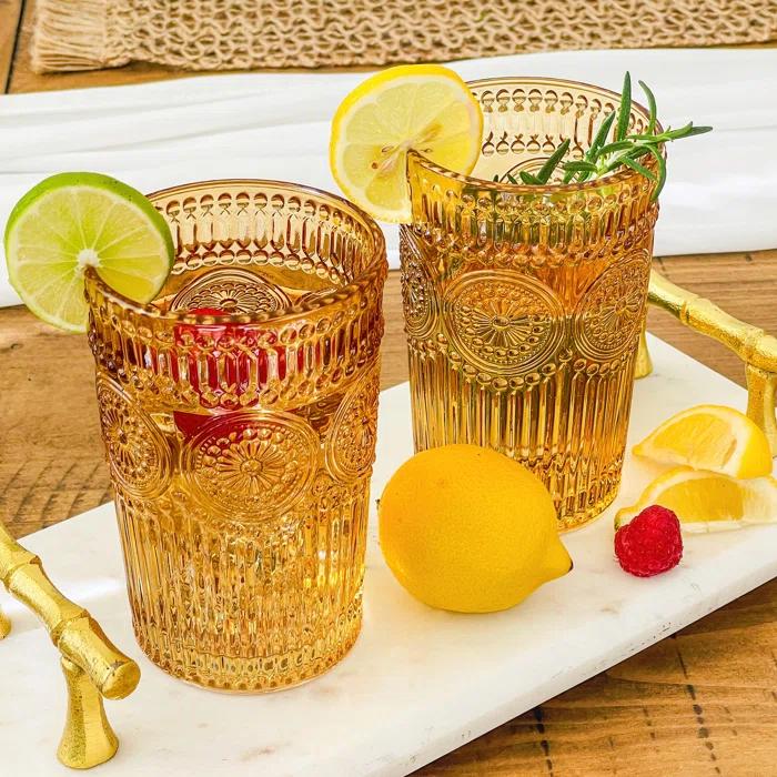 Bungalow Rose Marqueeta 13oz. Drinking Glass Set (Set of 6)