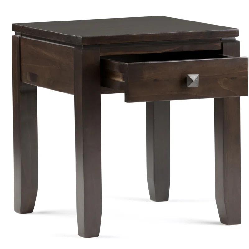Simpli Home Cosmopolitan 18"W Solid Wood Contemporary Square End Table with Drawer
