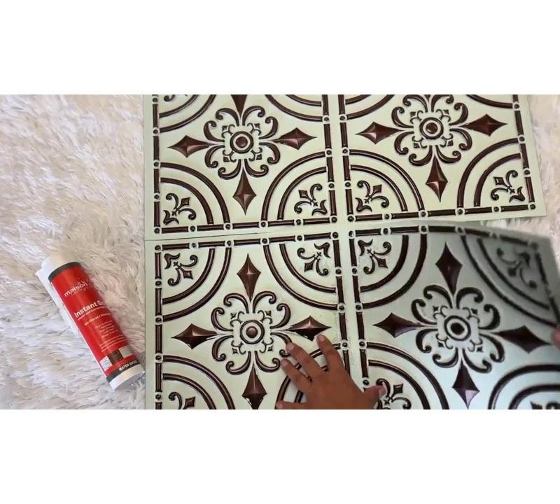 FromPlainToBeautifulInHours Wrought Iron 2 Ft. X 2 Ft. Glue-Up PVC Ceiling Tile (Set of 10)