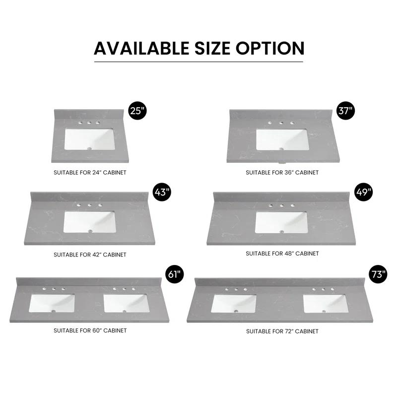 Jaen 37'' Stone Single Bathroom Vanity Top with Sink