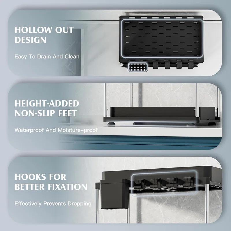 Anadea 2 Pack Under Sink Organizer, 2 Tier Under Sink Organizers And Storage For Kitchen Bathroom, Height Adjustable Cabinet Organizer With Two Slide-Out Drawers