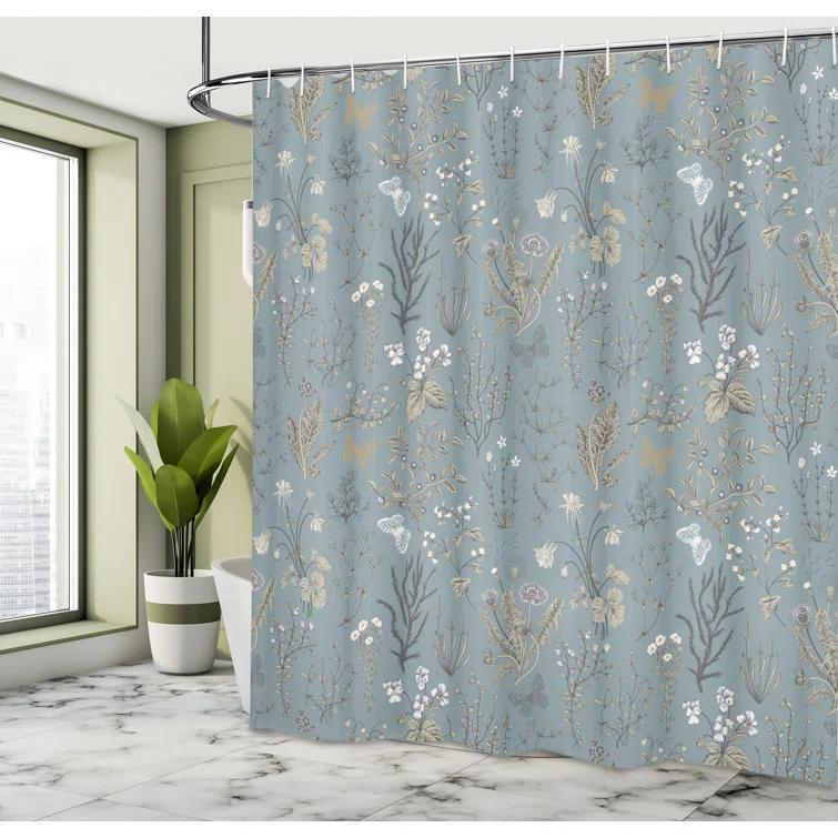 Ambesonne Floral Shower Curtain with Hooks Included
