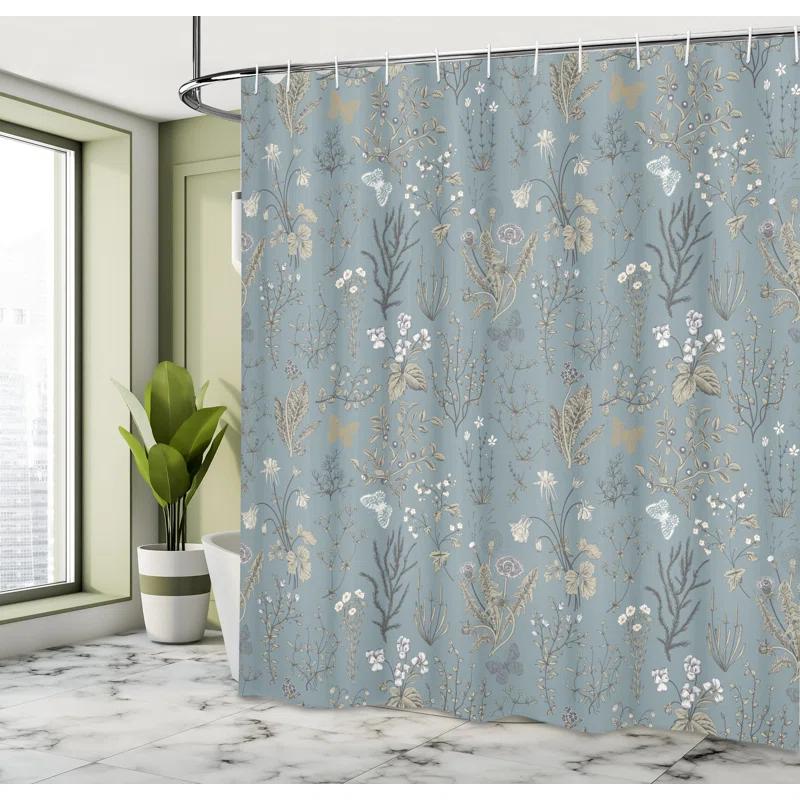 Ambesonne Floral Shower Curtain with Hooks Included