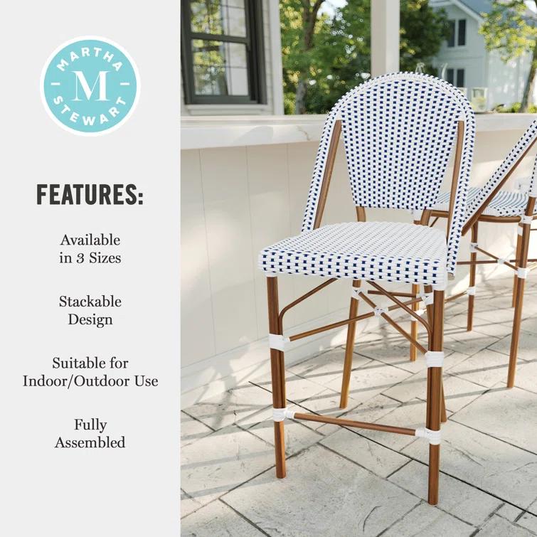 Martha Stewart Martha Stewart Lily Pond All-Weather Stackable Patio Bistro Counter Stools (Set of 2)