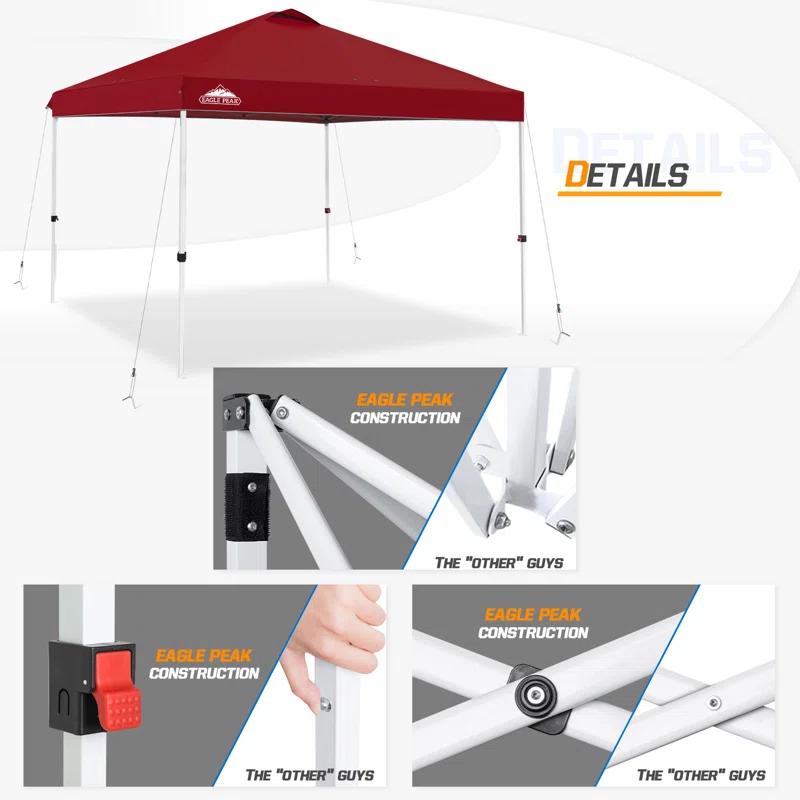 EAGLE PEAK Pop Up Canopies 10 Ft. W x 10 FT. D Metal Party Tent Canopy