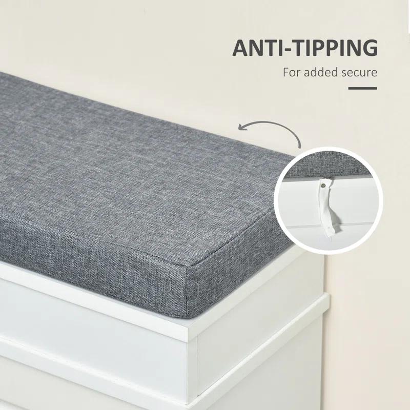 HEIMAO Modern Shoe Rack Bench Storage Organizer With Cushion, 2 Drawers, Adjustable Shelf, Holds 8 Pairs