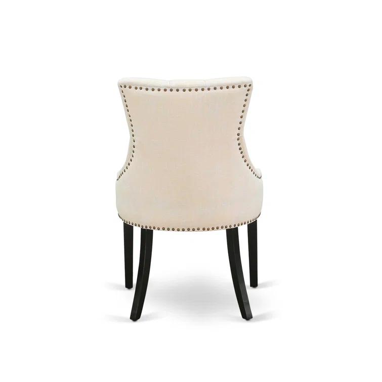 Luxe by East West Furniture 7 Piece Dining Table Set Consist of a Rectangle Removable Leaf Kitchen Table and 6 Light Beige Linen Fabric Parson Chairs, Distressed Jacobean