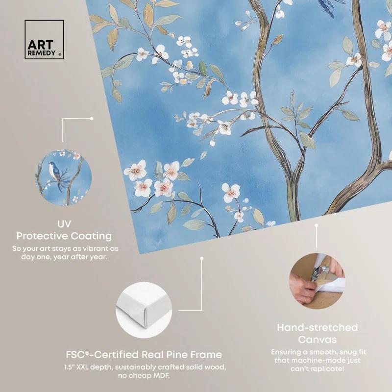 Art Remedy Wings Among the Blooms I Canvas Chinoiserie Art by Art Remedy