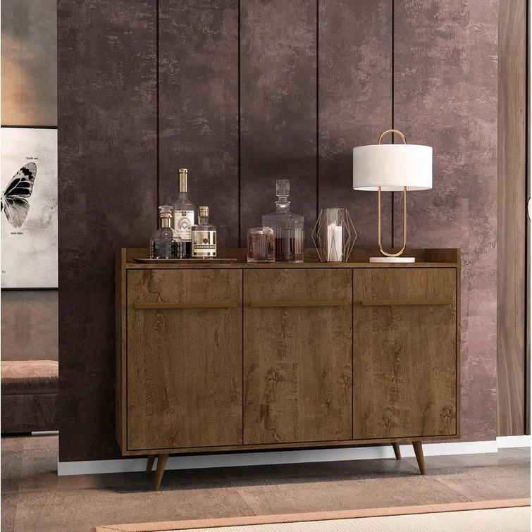 Manhattan Comfort Bradley 54" Sideboard with 4 Shelves in Rustic Brown