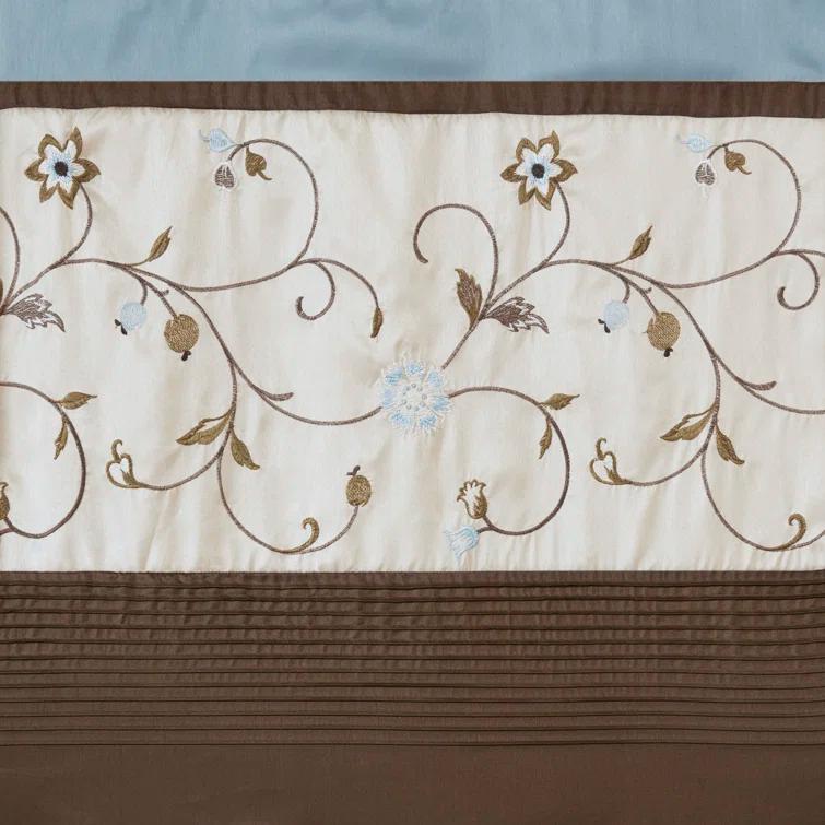 Madison Park Serene Floral Embroidered 50'' W Single Window Valance