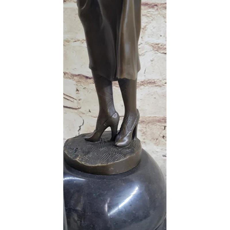 Wildon Home® Little Bo Peep Bronze Statue Sculpture Female Figure In Hat 17 Inches X 7 Inches