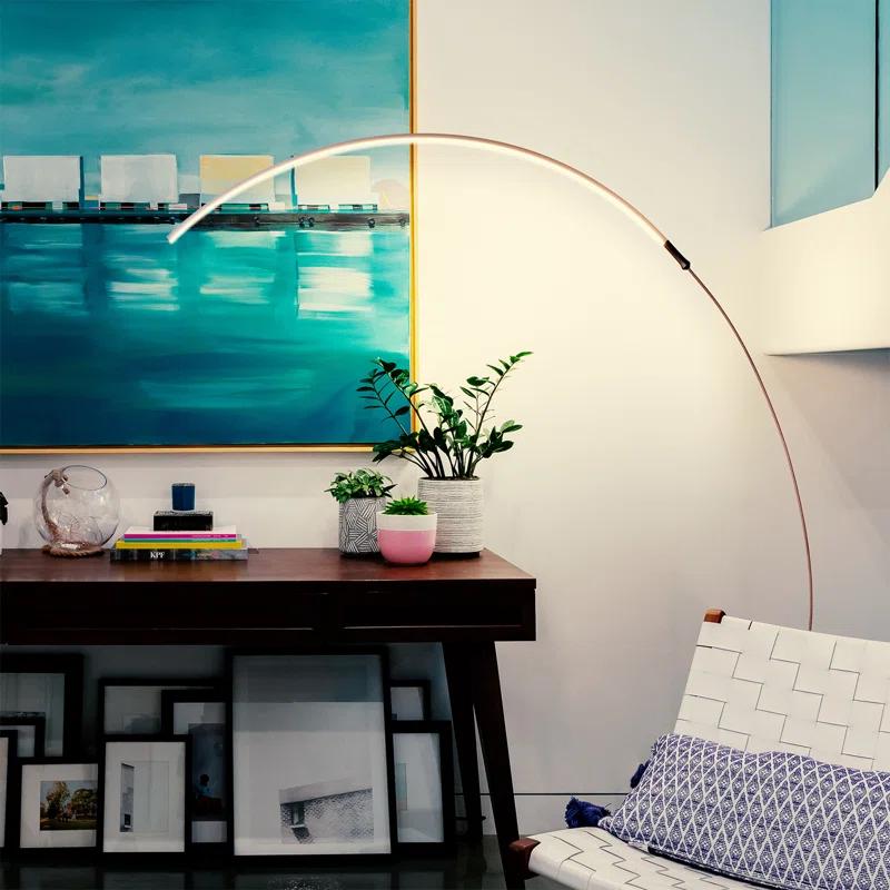 Brightech Sparq Arc 67 in. Industrial LED Floor Lamp with Built-In 3-Way Dimmer