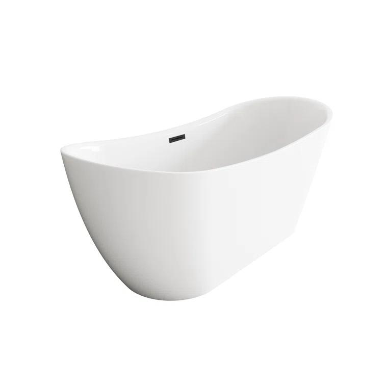 Living District 67 Inch Bathtub in Glossy White with Trim BT30467GW-MBK