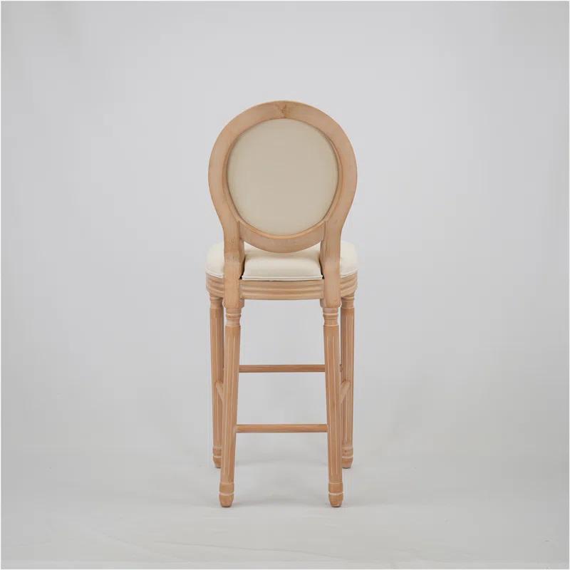 Rosdorf Park French Country Wooden Barstools  With Upholstered Seating , Beige and Natural,set of 2