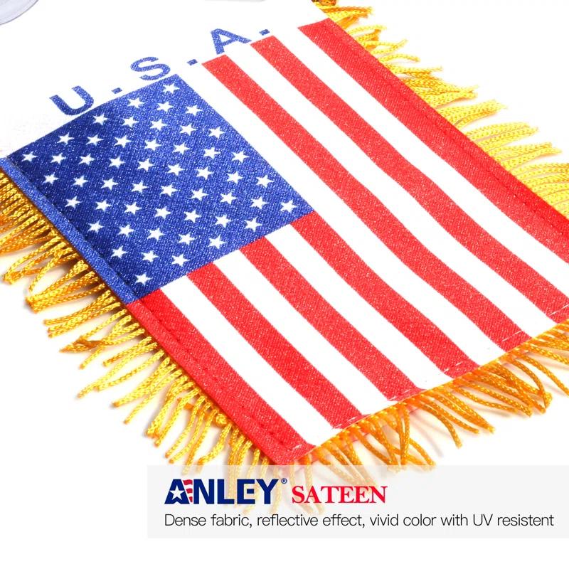 ANLEY Puerto Rico Fringy Window Hanging Flag 4 x 6 in.