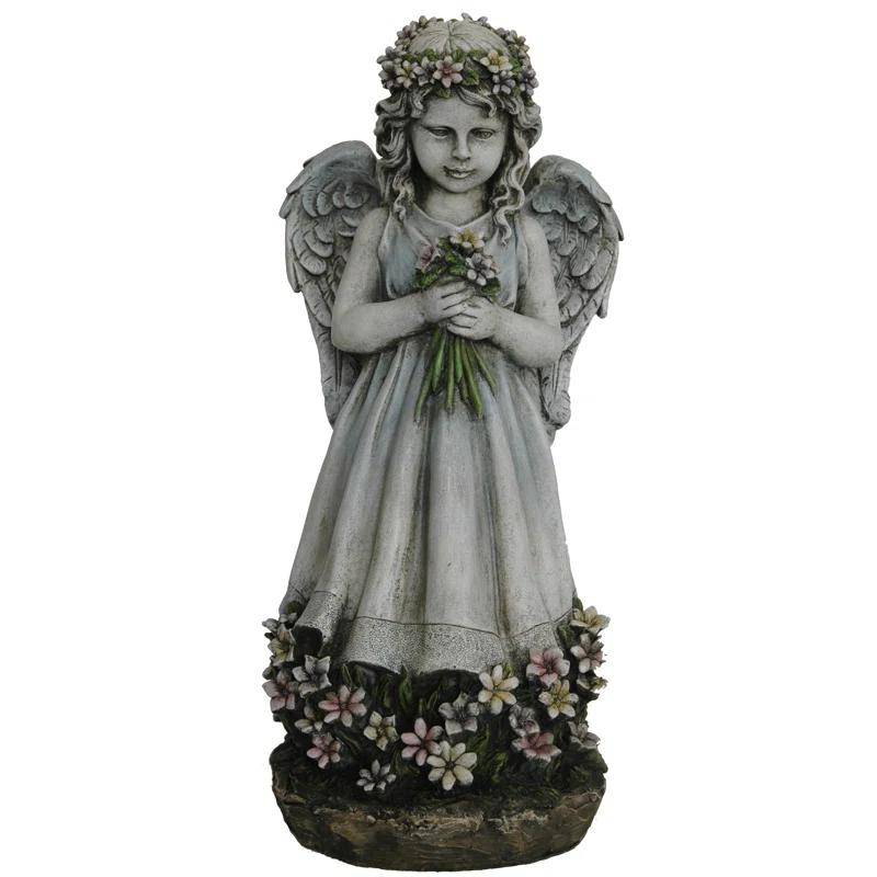 Hi-Line Gift Ltd. Angel Holding Flowers Statue