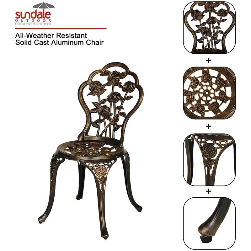 Bloomsbury Market Busselton Round 4 - Person Cast Aluminum Patio Bistro Set Brown