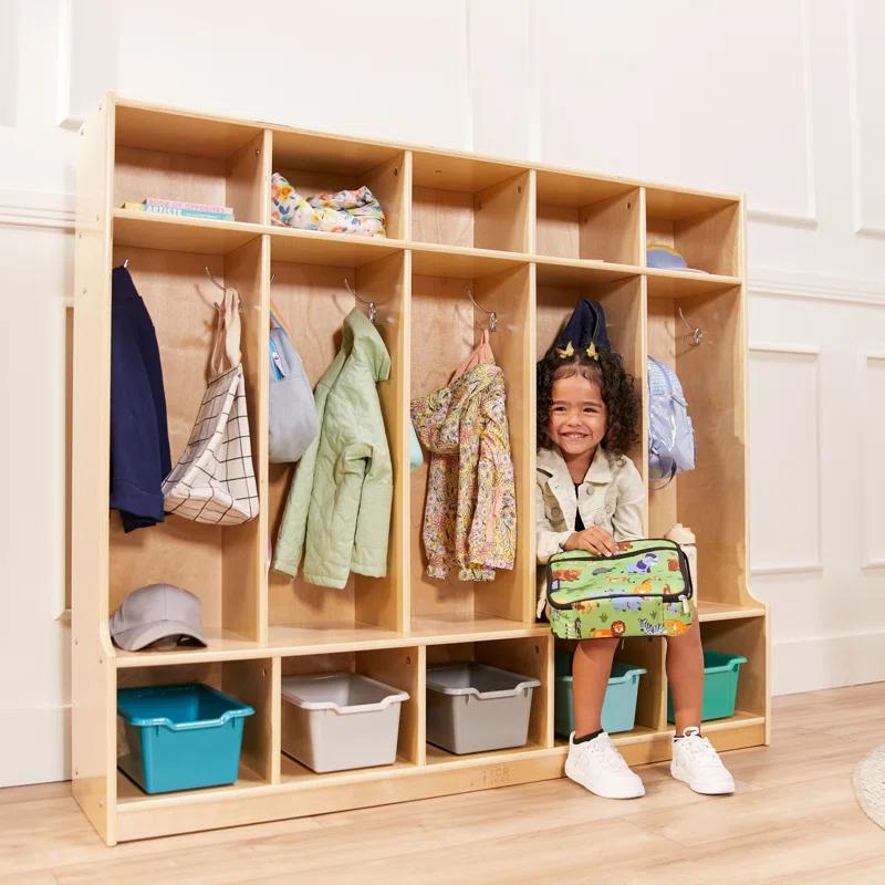 ECR4Kids ECR4Kids 5-Section Coat Locker with Bench, Classroom Furniture