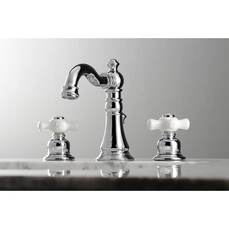 Kingston Brass FSC1971PX Kingston Brass American Classic Two-Handle 3-Hole Deck Mount Widespread Bathroom Faucet with Pop-Up Drain