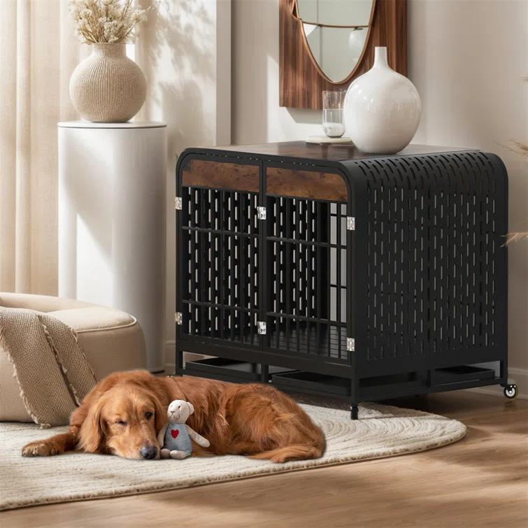 Archie & Oscar™ Heavy Duty Dog Crate Dog Cage With Wide Tabletop Strong Wooden Furniture Style | Wayfair