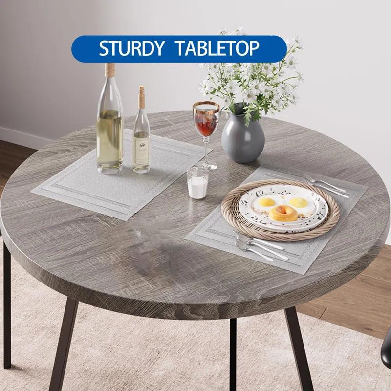 17 Stories Dining Table Set For 2, Round Kitchen Table And Upholstered Chairs For 2, 3 Piece Dining Room Table Set