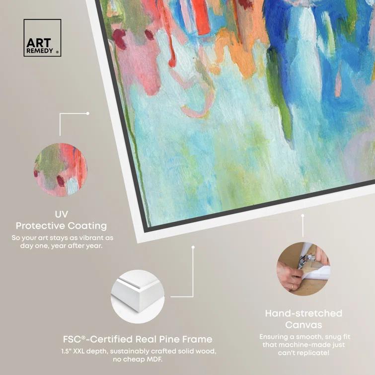 Art Remedy New Sky Framed Blue Abstract 1 Piece Canvas Wall Art 57079 | Wayfair