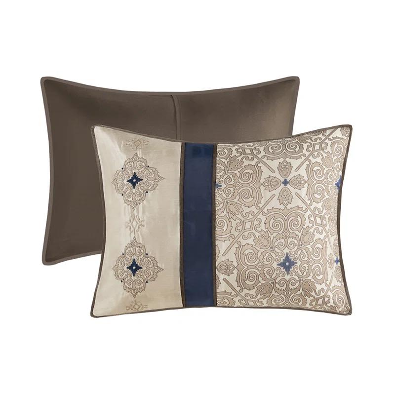 Madison Park Donovan 7 Piece Jacquard Comforter Set with Throw Pillows