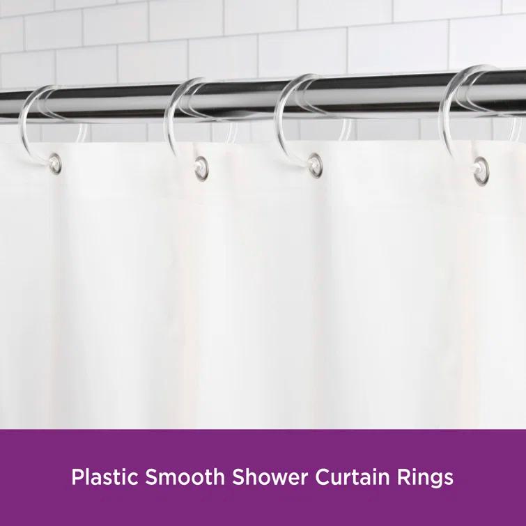 Kenney Wayfair Basics Smooth Shower Rings Round Plastic Shower Curtain Rings (Set of 12)