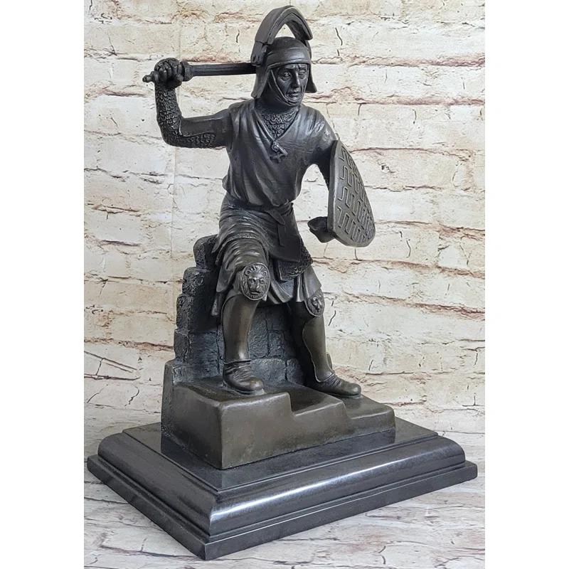Bloomsbury Market Ayodele Medieval Knight Warrior In Plate Mail Bronze Statue Sculpture Figure 17 Inches X 10 Inches