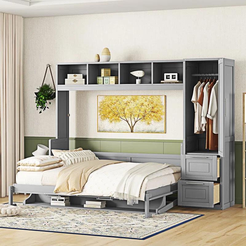 Galibens Murphy Bed Wall Bed With Closet And Drawers