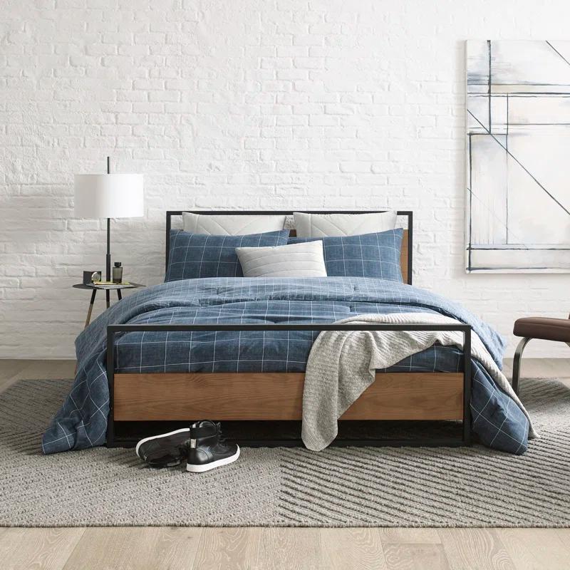 Kenneth Cole Kenneth Cole Holden Grid Cotton Blue Duvet Cover Set