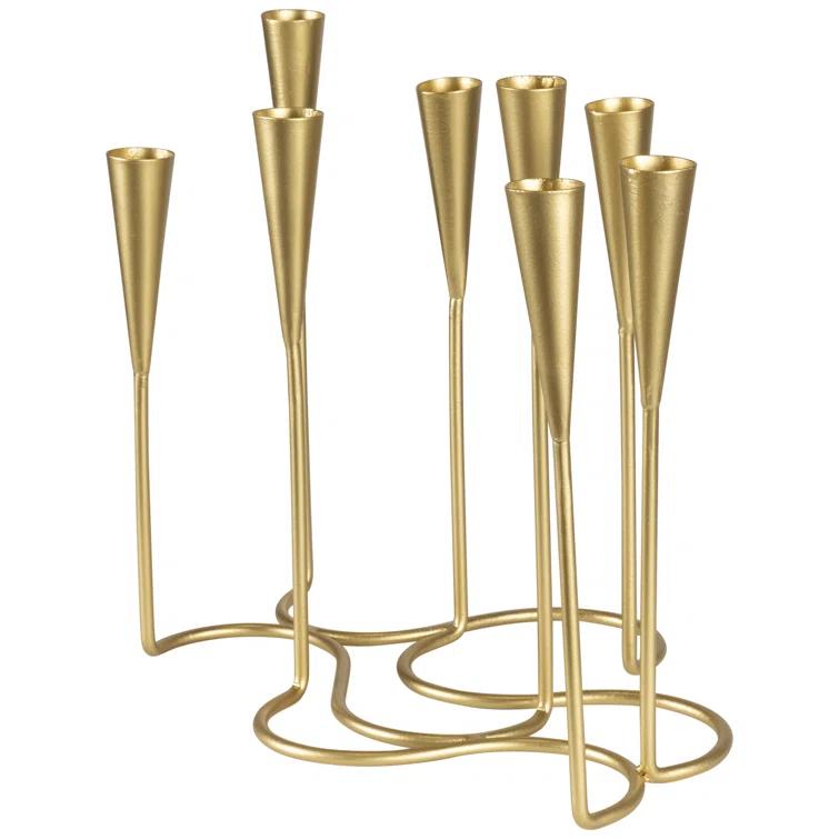 Northlight Seasonal Modern 8 Taper Candle Holder Candelabra - 11" - Matte Gold Finish