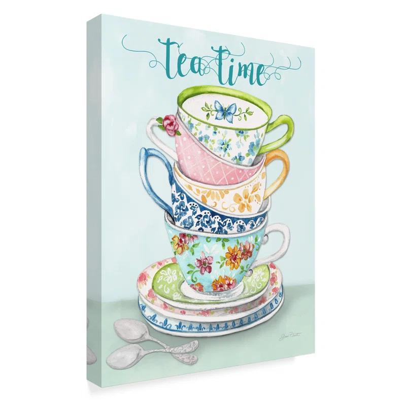 Trademark Fine Art Jean Plout " Watercolor Teacups 1 " by Jean Plout