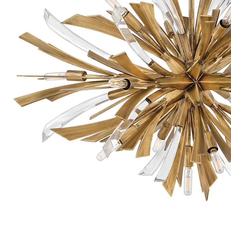 Vida 36" Thirteen-Light Modern Horizontal Hanging Chandelier w/ Crystal Accents