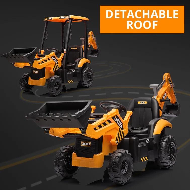 Hetoy 4 In 1 Ride On Excavator, 12V Battery Powered Electric Vehicle For Kids With Remote Control