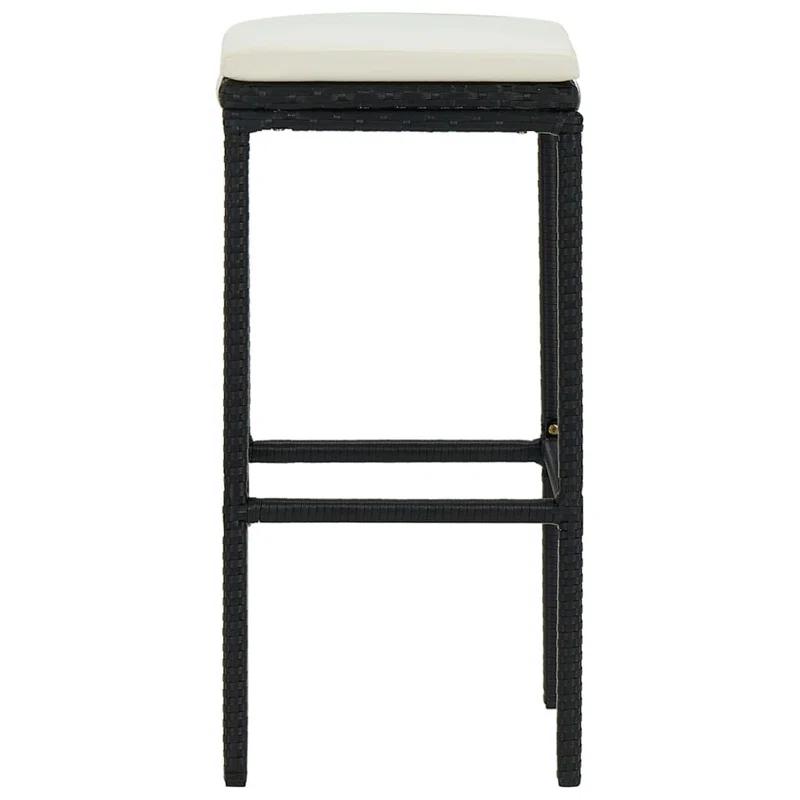 Benjara Vian Outdoor Barstool, Poly Rattan, Polyester (Set of 4)