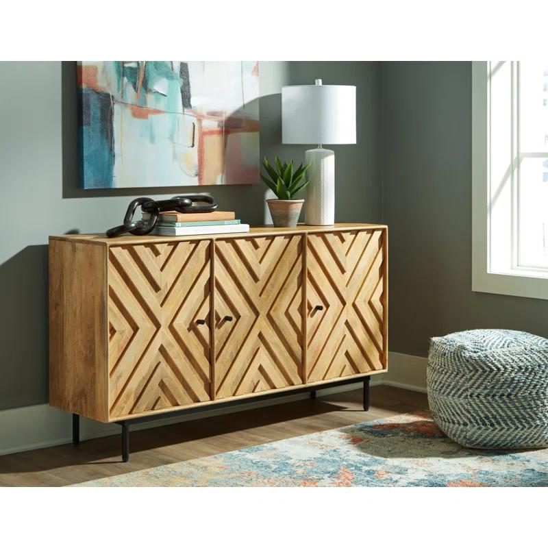 Cadewick Natural Mango Wood and Black Metal Accent Cabinet