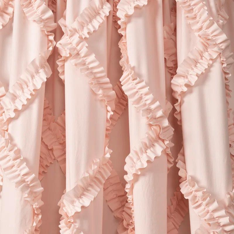 Ruffle Diamond Polyester Semi Sheer Curtain Pair (Set of 2)