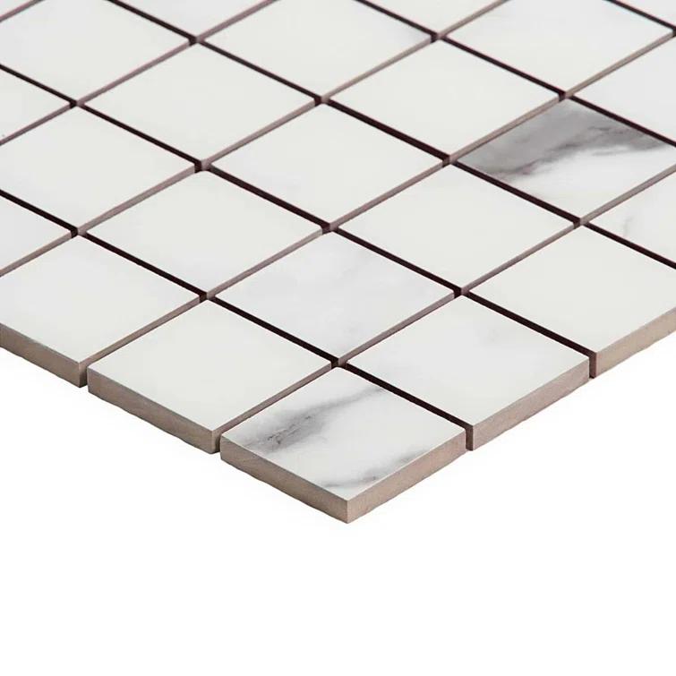 Saroshi Statuario Valley 11.81 in. x 11.81 in. Matte Porcelain Floor and Wall Mosaic Tile (0.96 sq. ft./Each)