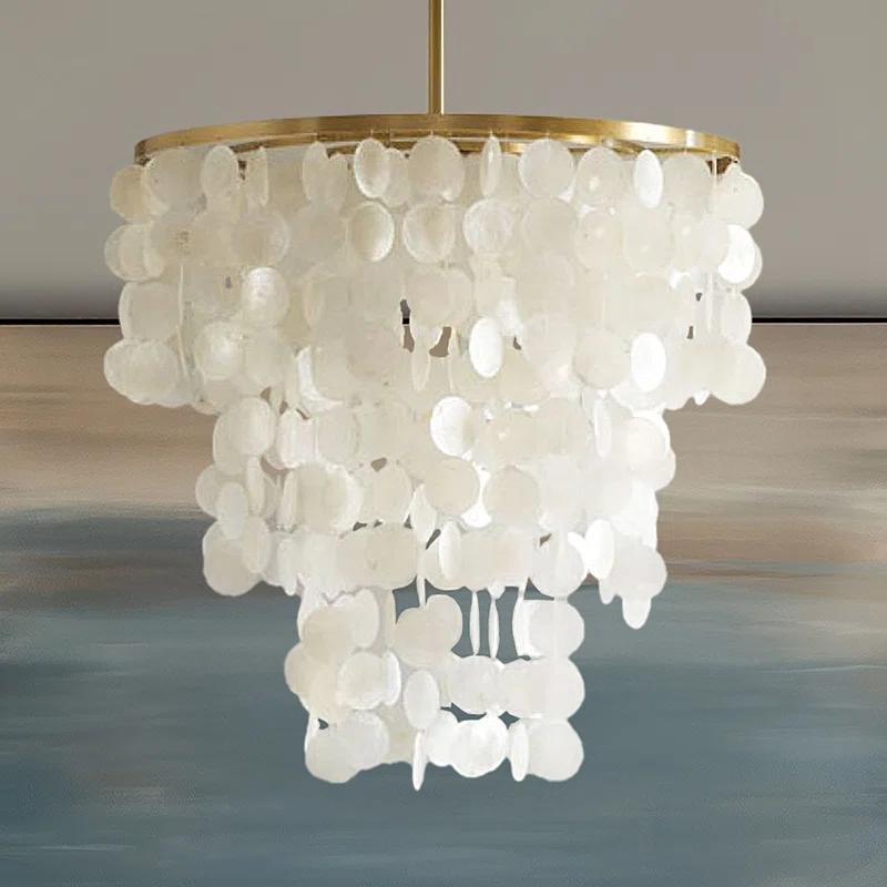 Urban Habitat Isla Dimmable Layered Capiz Chandelier